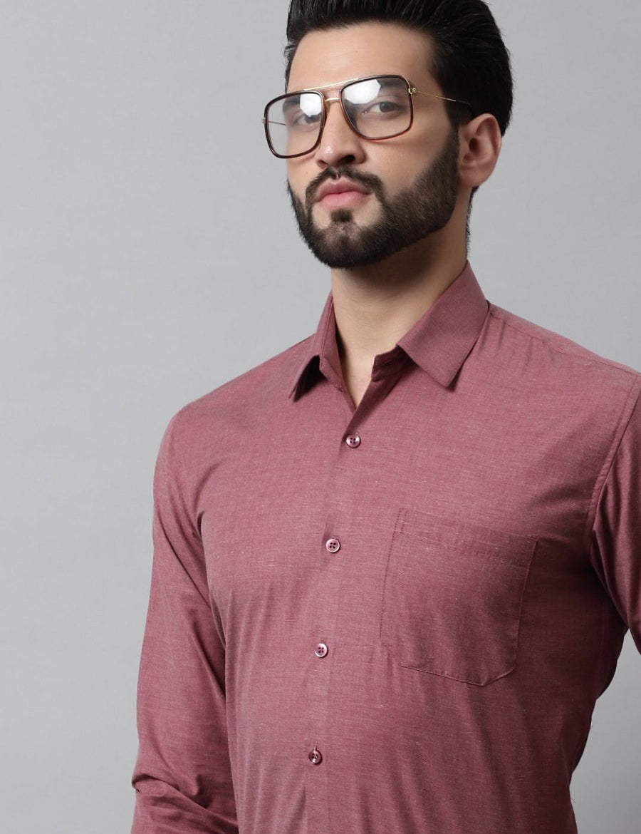 Men Maroon Classic Slim Fit Solid Formal Shirt - SF_867Maroon_S