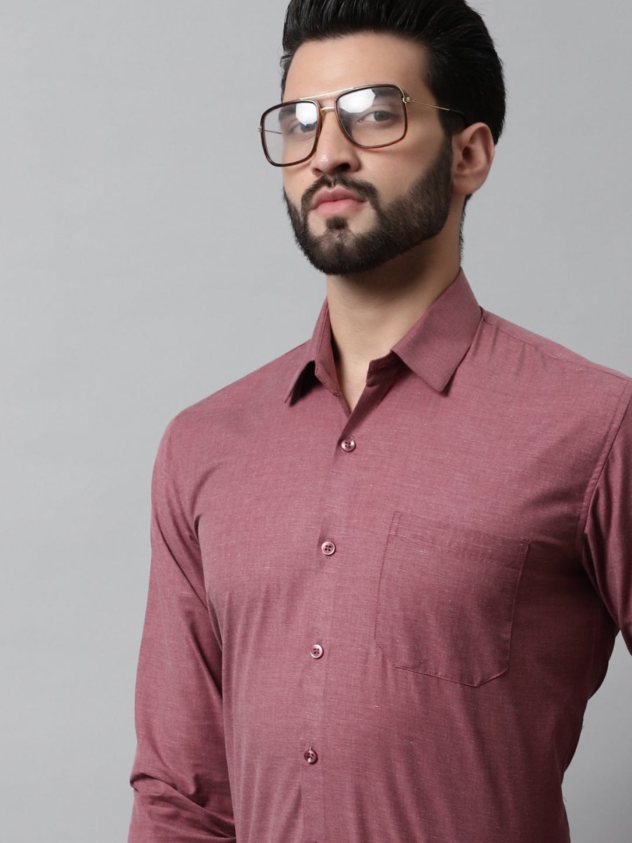 Men Maroon Classic Slim Fit Solid Formal Shirt - SF_867Maroon_S