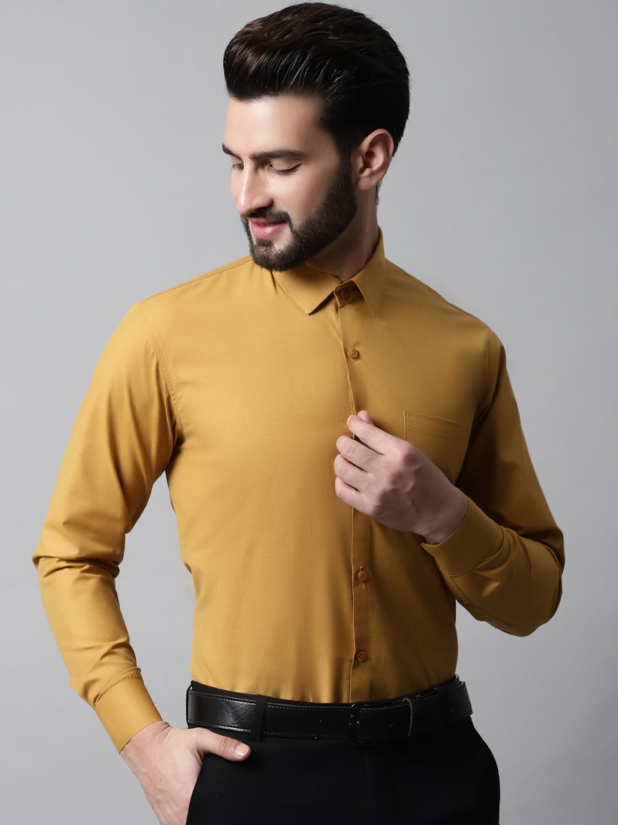 Men Mustard Classic Slim Fit Solid Formal Shirt - SF_867Mustard_S