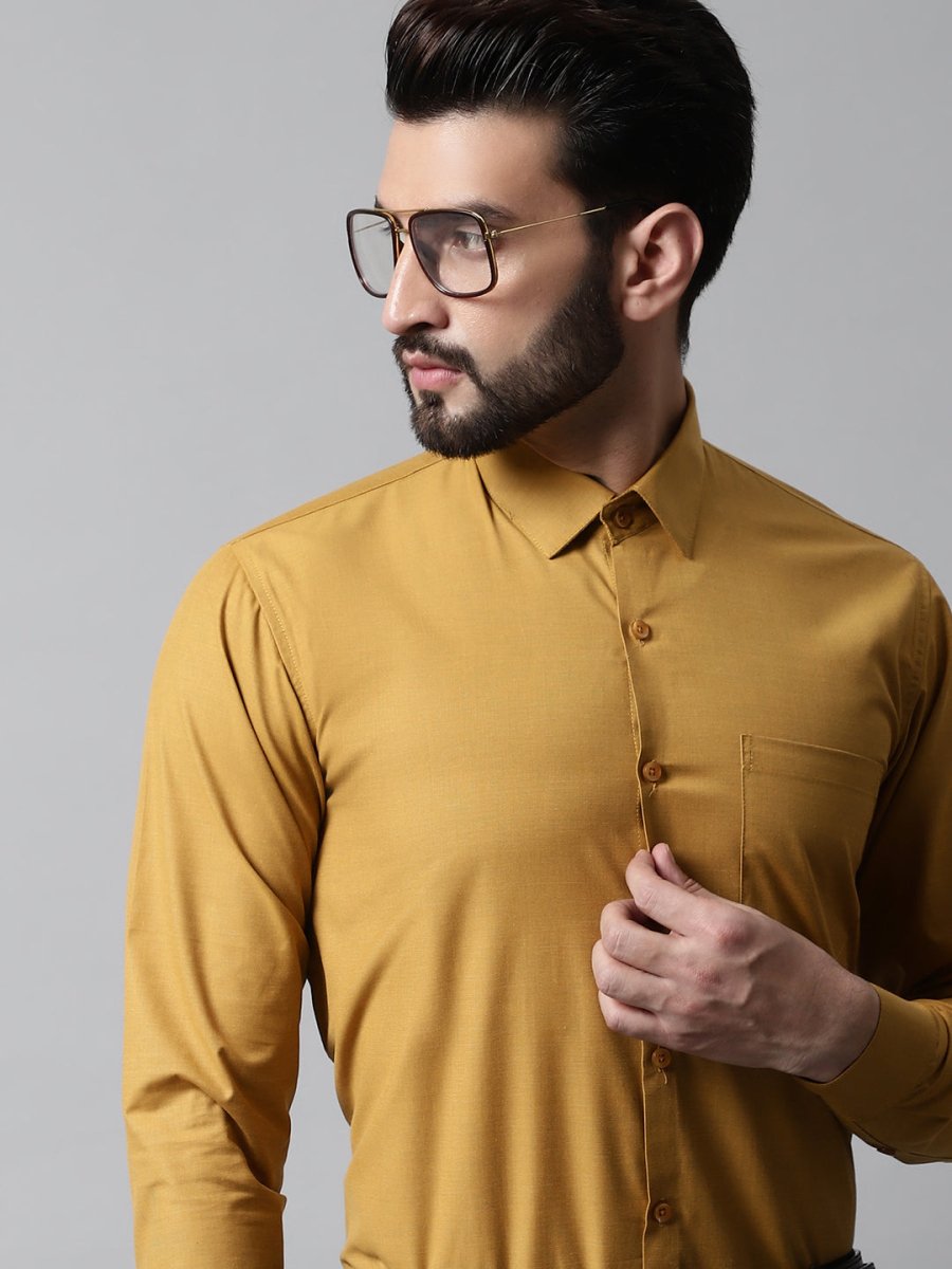 Men Mustard Classic Slim Fit Solid Formal Shirt - SF_867Mustard_S