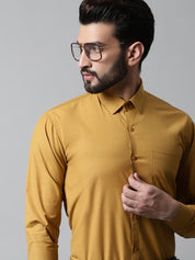 Men Mustard Classic Slim Fit Solid Formal Shirt - SF_867Mustard_S