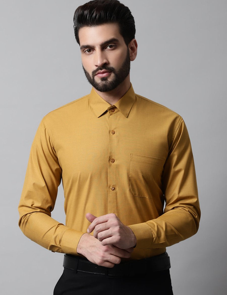 Men Mustard Classic Slim Fit Solid Formal Shirt - SF_867Mustard_S