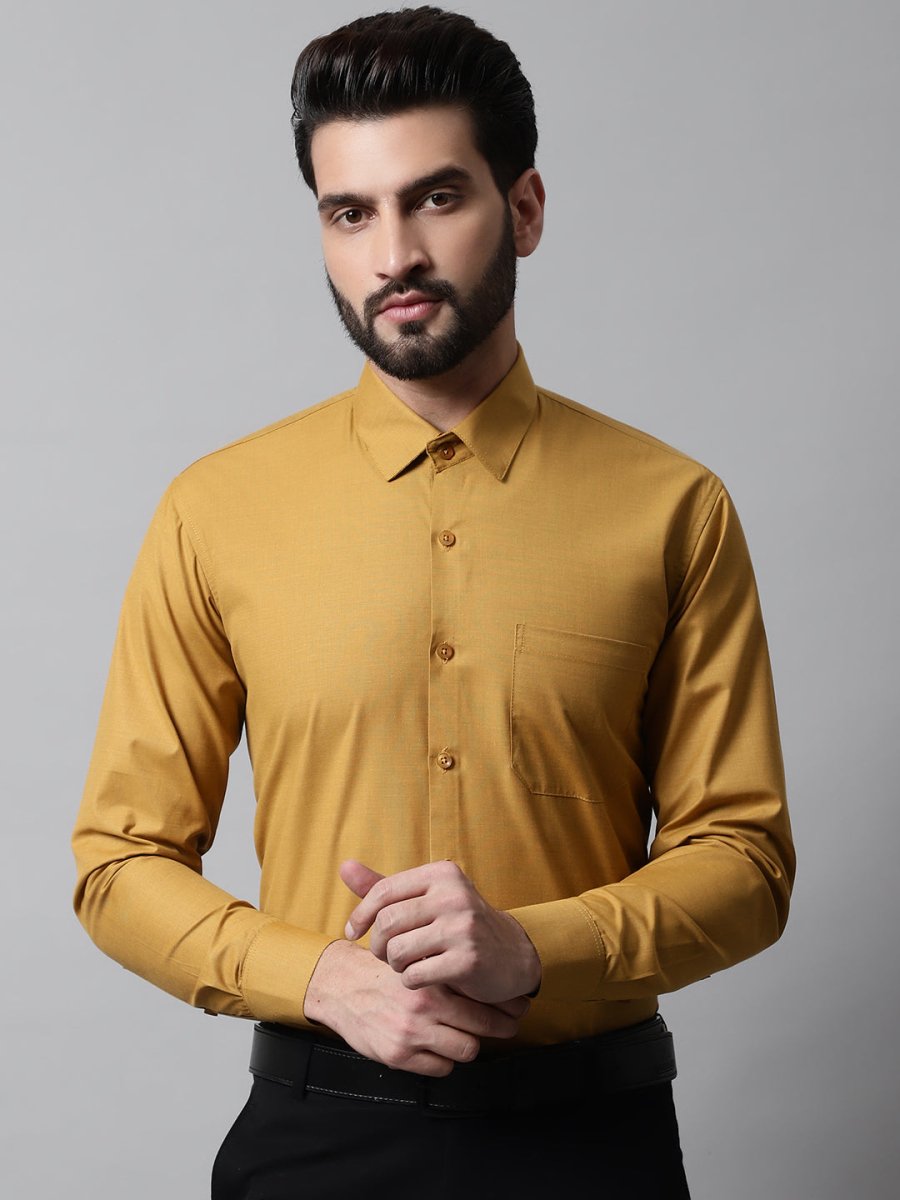 Men Mustard Classic Slim Fit Solid Formal Shirt - SF_867Mustard_S