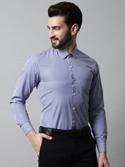Men Navy Blue Micro Checked Causal Shirt - SF_866Navy_S
