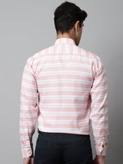 Men Peach Classic Horizontal Striped Formal Shirt - SF_850Peach_S