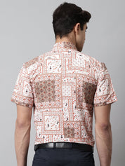 Men Peach Classic Printed Formal Shirt - SF_861Peach_S