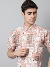 Men Peach Classic Printed Formal Shirt - SF_861Peach_S