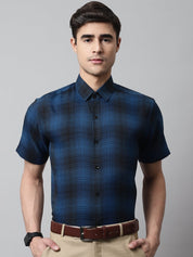 Men Peacock Checks Regular Fit Cotton Formal Shirt - SF_853Peacock_S