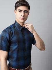 Men Peacock Checks Regular Fit Cotton Formal Shirt - SF_853Peacock_S