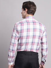 Men Pink Checked Ragular Fit Formal Shirt - SF_884Pink_S