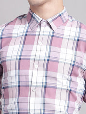 Men Pink Checked Ragular Fit Formal Shirt - SF_884Pink_S