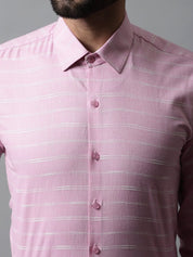 Men Pink Classic Striped Formal Cotton Shirt - SF_869Pink_S