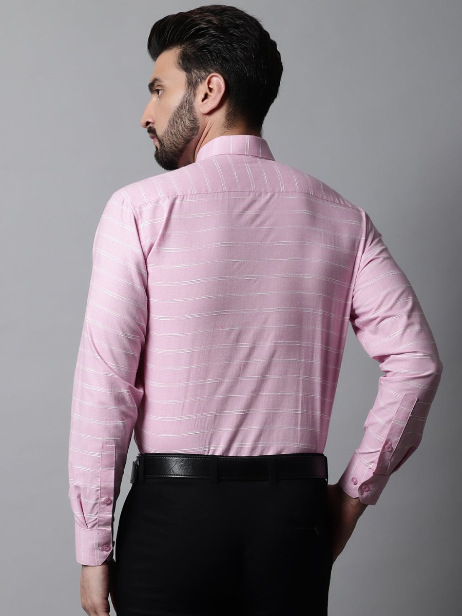 Men Pink Classic Striped Formal Cotton Shirt - SF_869Pink_S
