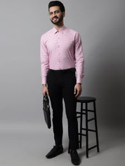 Men Pink Classic Striped Formal Cotton Shirt - SF_869Pink_S