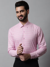 Men Pink Classic Striped Formal Cotton Shirt - SF_869Pink_S