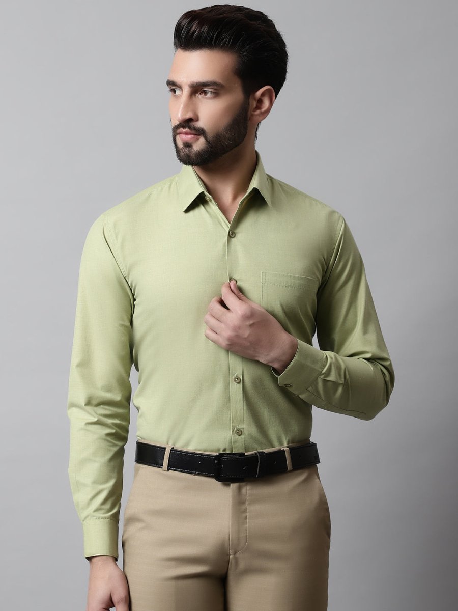 Men Pista Green Classic Slim Fit Solid Formal Shirt - SF_867Pista_S