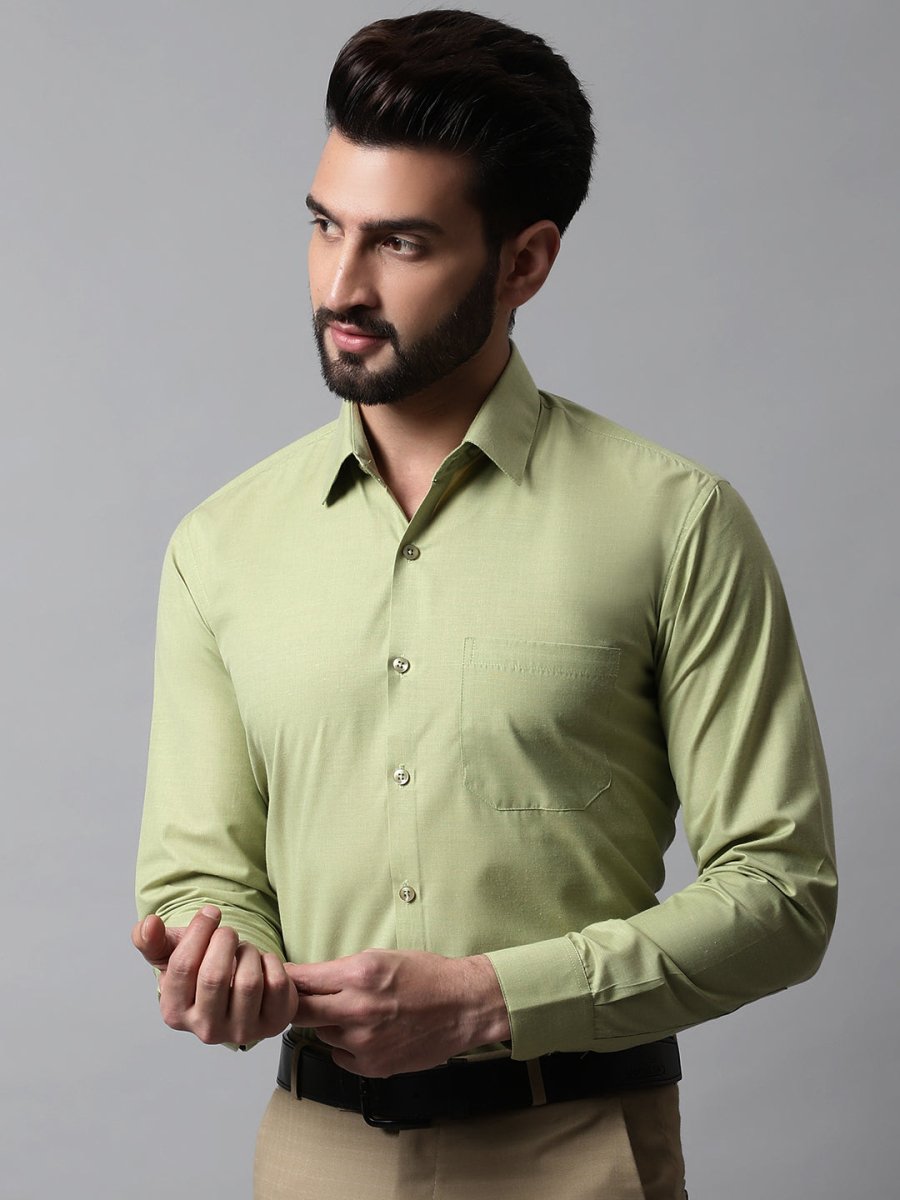 Men Pista Green Classic Slim Fit Solid Formal Shirt - SF_867Pista_S