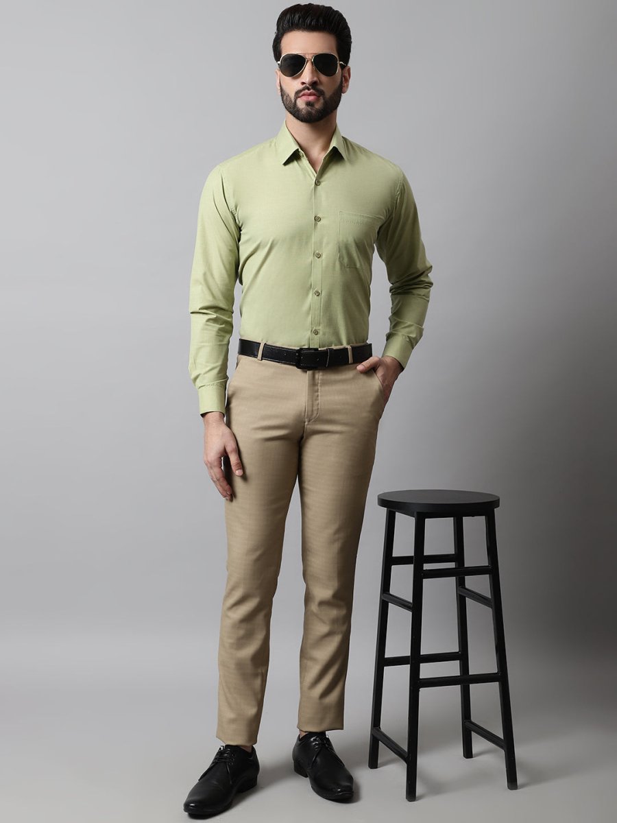 Men Pista Green Classic Slim Fit Solid Formal Shirt - SF_867Pista_S