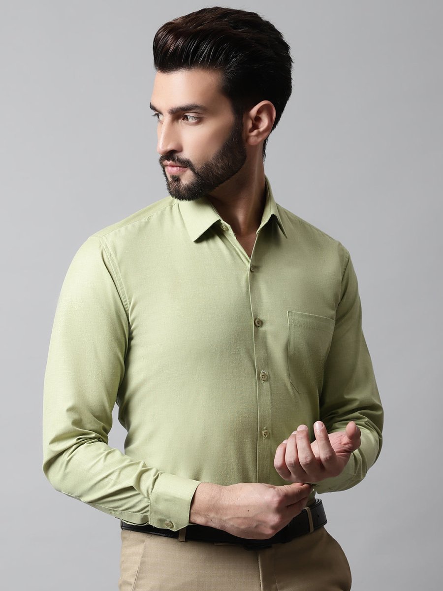 Men Pista Green Classic Slim Fit Solid Formal Shirt - SF_867Pista_S