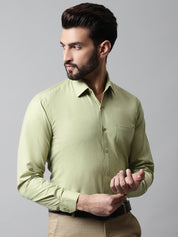 Men Pista Green Classic Slim Fit Solid Formal Shirt - SF_867Pista_S