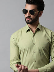 Men Pista Green Classic Slim Fit Solid Formal Shirt - SF_867Pista_S