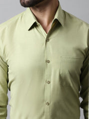 Men Pista Green Classic Slim Fit Solid Formal Shirt - SF_867Pista_S