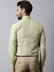 Men Pista Green Classic Striped Formal Cotton Shirt - SF_869Pista_S