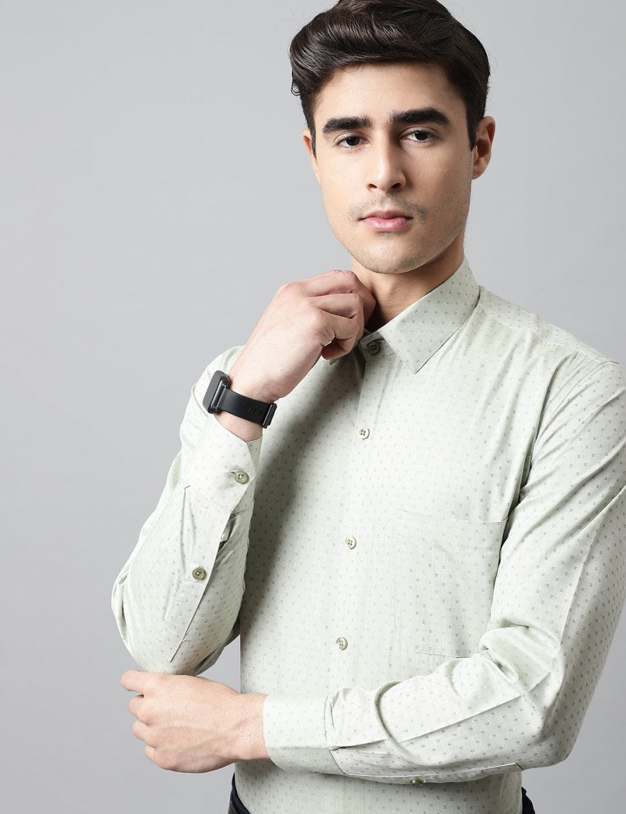 Men Pista Green Micro Ditsy Printed Pure Cotton Formal Shirt - SF_857Pista_S