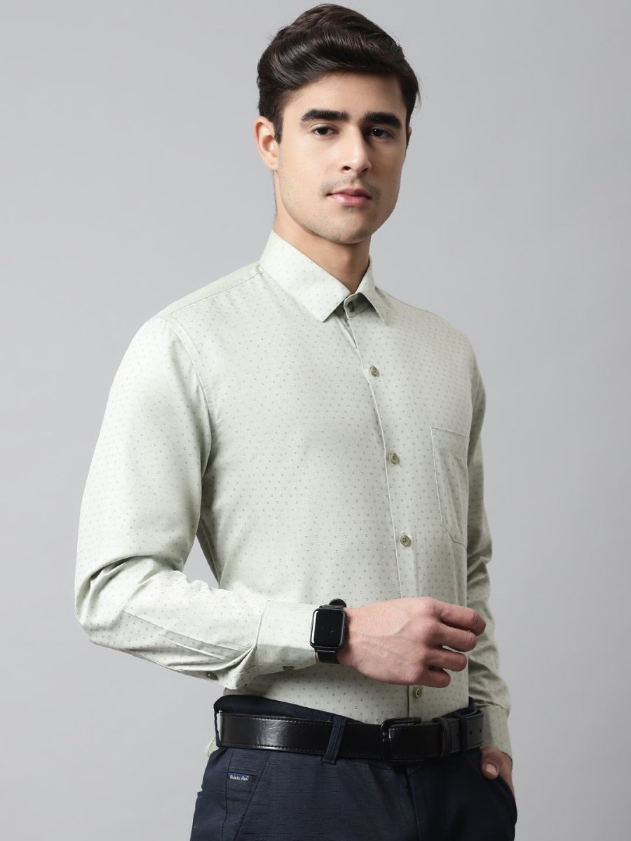 Men Pista Green Micro Ditsy Printed Pure Cotton Formal Shirt - SF_857Pista_S