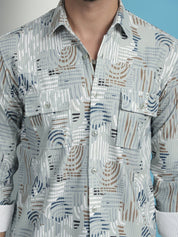 Men Printed Corduroy Cotton Shirt - SF_930Pista_S