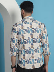 Men Printed Corduroy Cotton Shirt - SF_930Multi_S