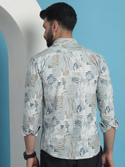 Men Printed Corduroy Cotton Shirt - SF_930Pista_S