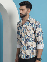 Men Printed Corduroy Cotton Shirt - SF_930Multi_S
