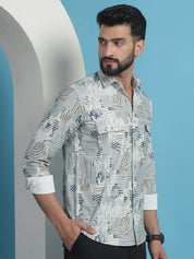 Men Printed Corduroy Cotton Shirt - SF_930Pista_S