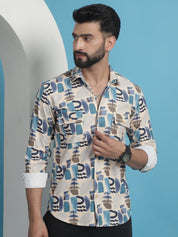 Men Printed Corduroy Cotton Shirt - SF_930Multi_S