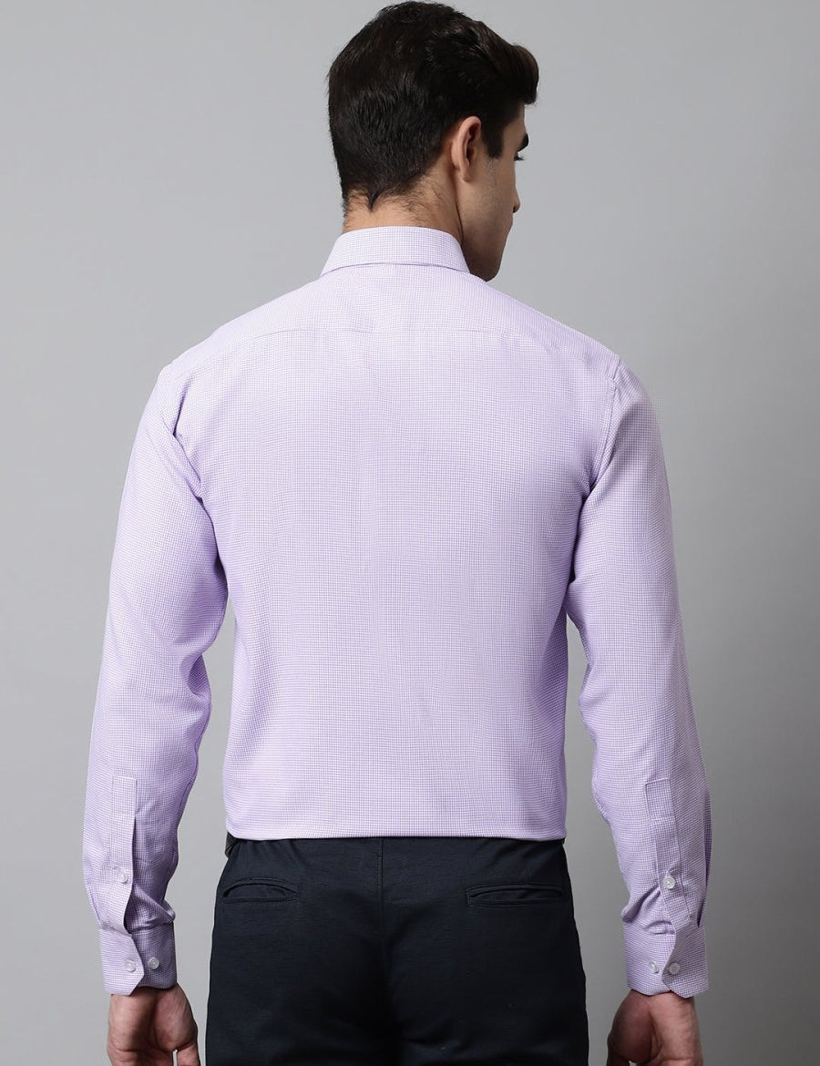 Men Purple Checks Pure Cotton Formal Shirt - SF_849Purple_S