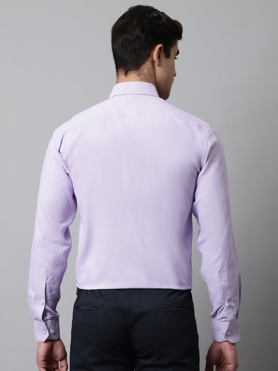 Men Purple Checks Pure Cotton Formal Shirt - SF_849Purple_S