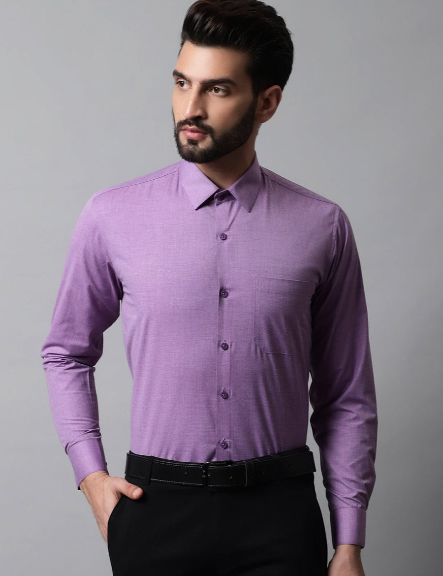 Men Purple Classic Slim Fit Solid Formal Shirt - SF_867Purple_S