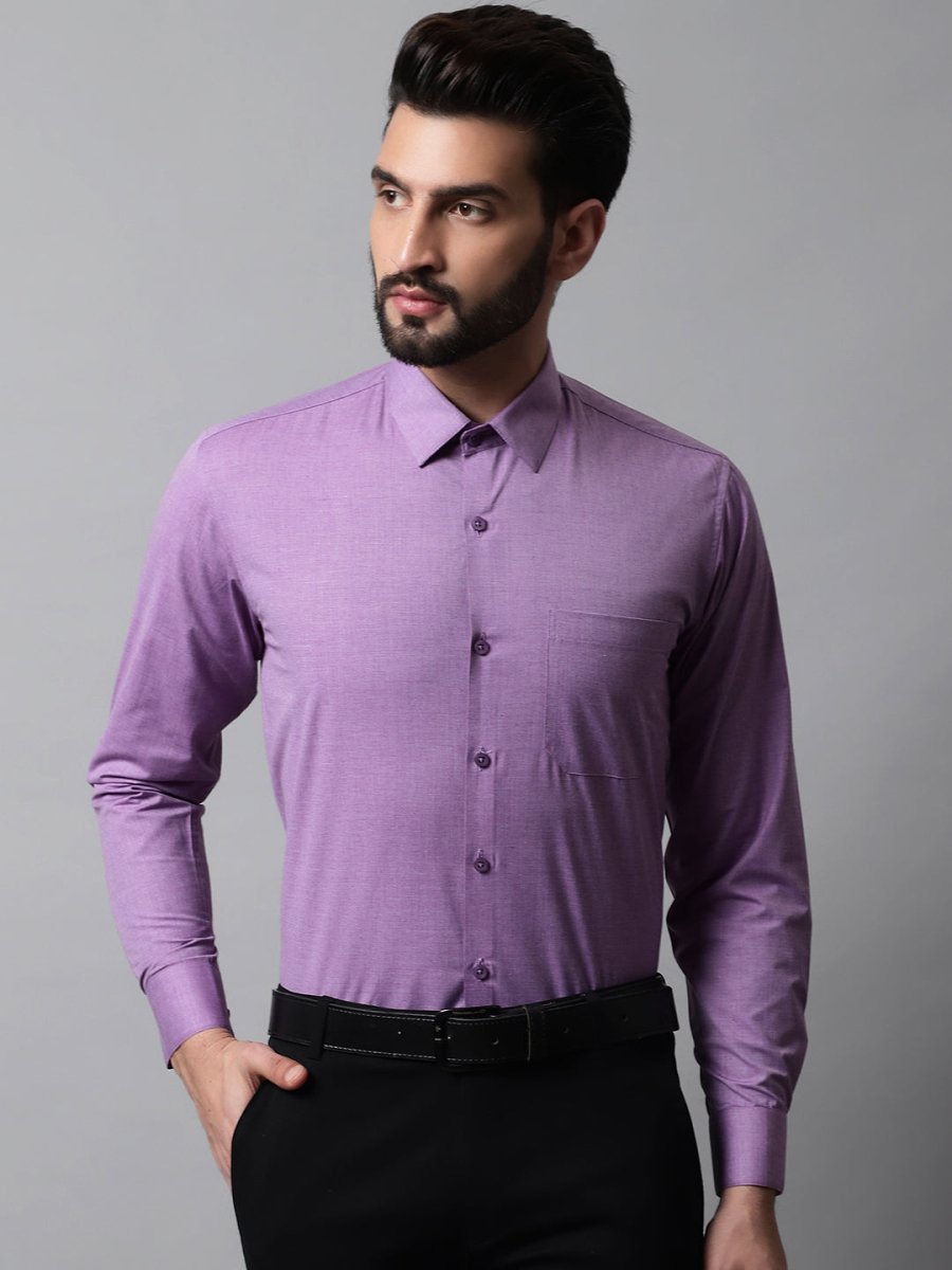 Men Purple Classic Slim Fit Solid Formal Shirt - SF_867Purple_S