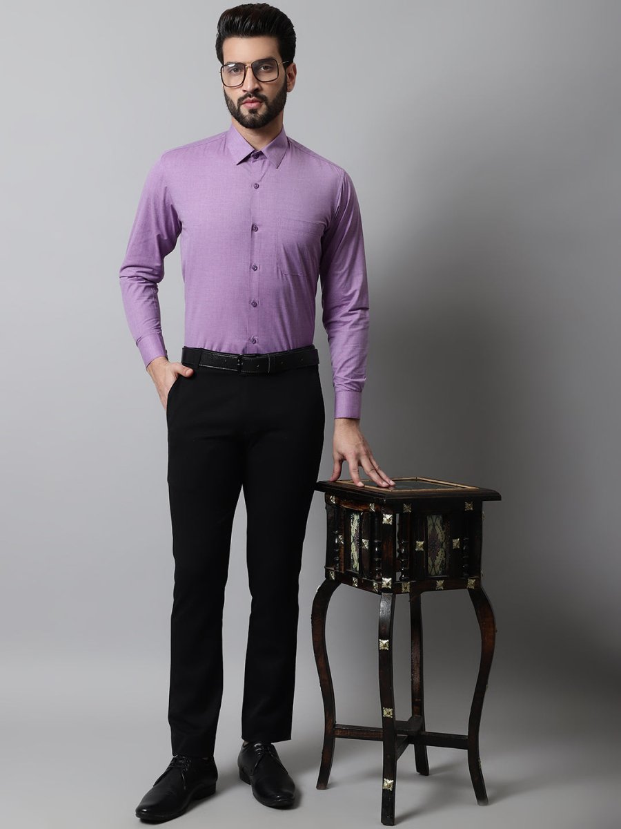 Men Purple Classic Slim Fit Solid Formal Shirt - SF_867Purple_S
