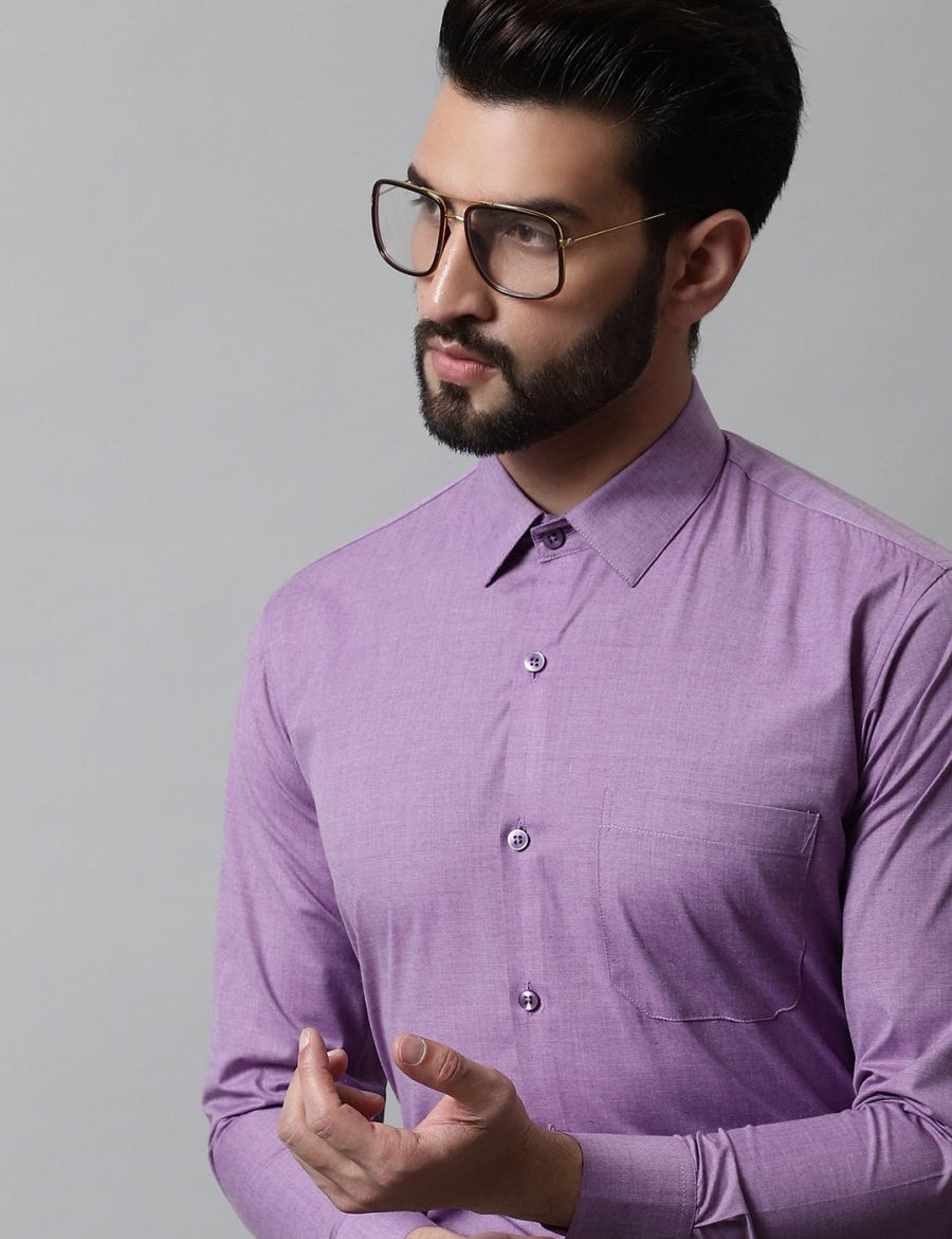 Men Purple Classic Slim Fit Solid Formal Shirt - SF_867Purple_S