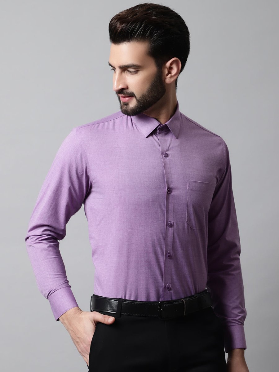 Men Purple Classic Slim Fit Solid Formal Shirt - SF_867Purple_S