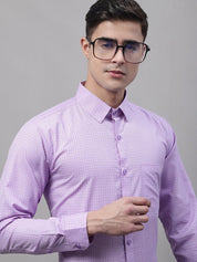 Men Purple Micro Checked Formal Shirt - SF_870Purple_S