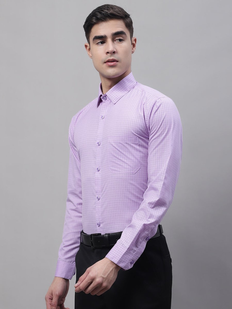 Men Purple Micro Checked Formal Shirt - SF_870Purple_S