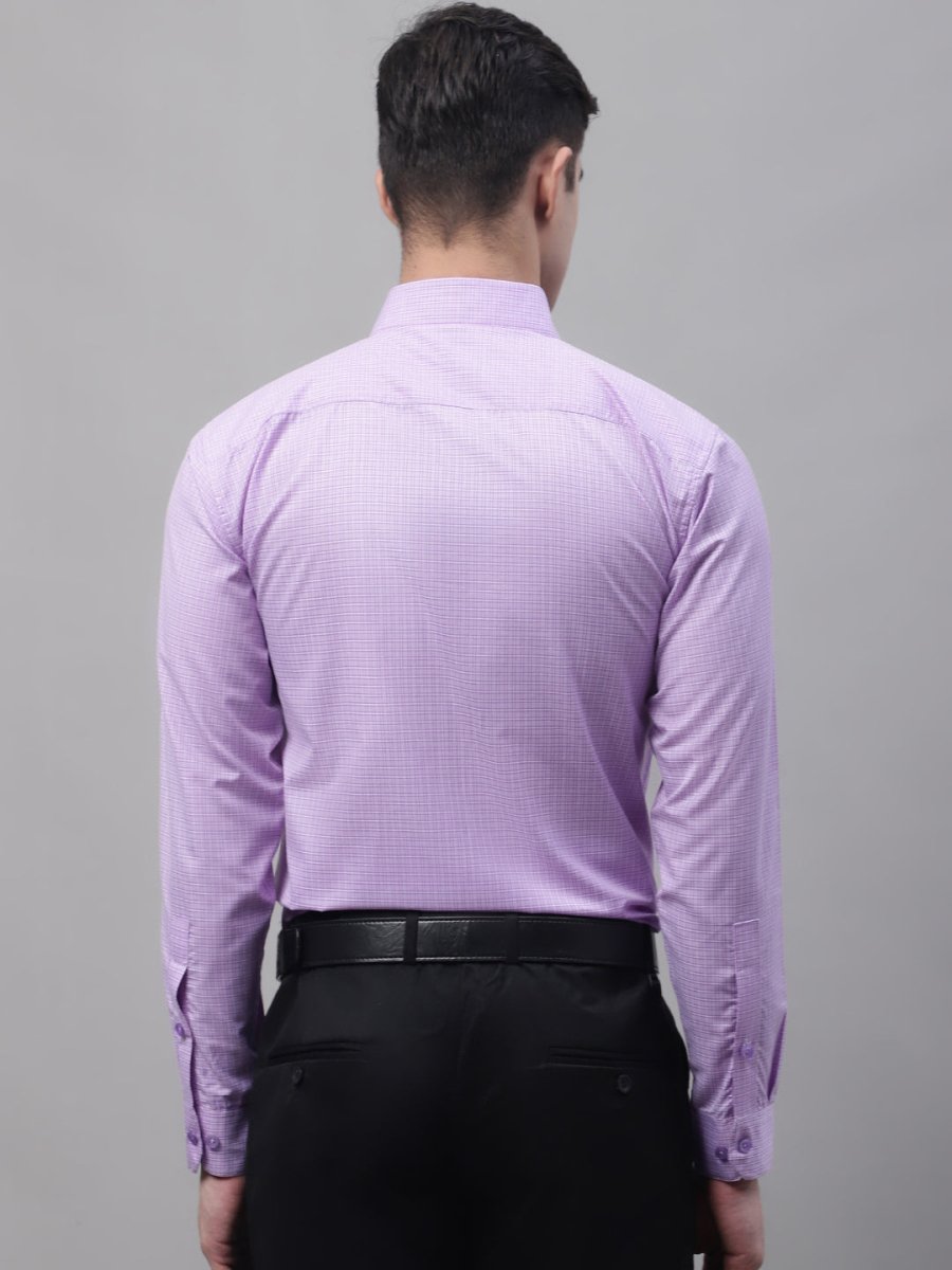 Men Purple Micro Checked Formal Shirt - SF_870Purple_S