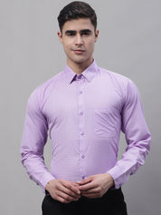 Men Purple Micro Checked Formal Shirt - SF_870Purple_S