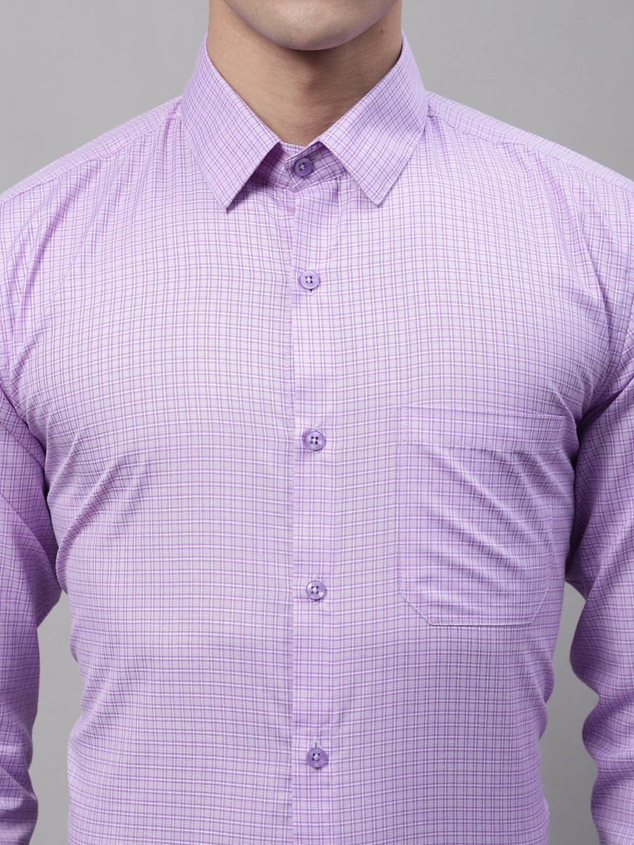 Men Purple Micro Checked Formal Shirt - SF_870Purple_S