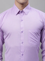 Men Purple Micro Checked Formal Shirt - SF_870Purple_S