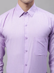 Men Purple Vertical Striped Formal Shirt - SF_872Purple_S
