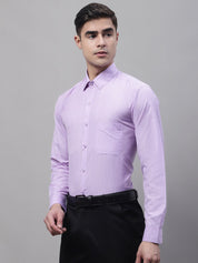Men Purple Vertical Striped Formal Shirt - SF_872Purple_S